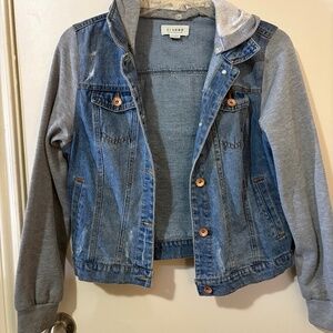 Cisono Denim Jacket w/ Gray Hoodie Sleeves
